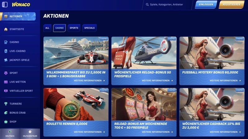 Wonaco Deutschland: Die besten Bonus-Codes und Freispiele für deutsche Spieler - overview